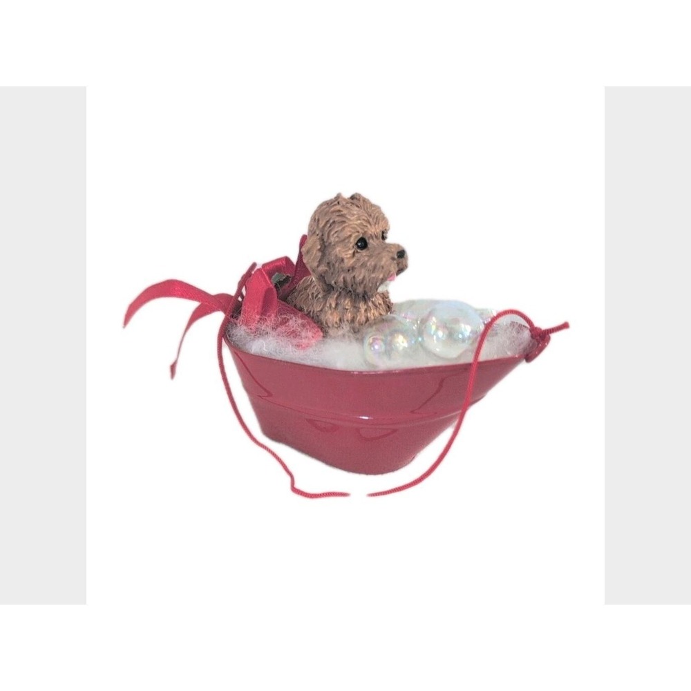 Vintage Christmas Ornament, Puppy Dog in Bubble Bath San Francisco Music Box Co